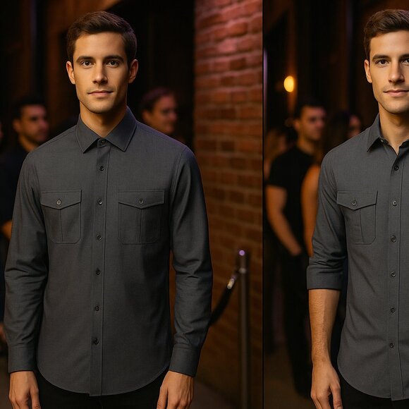 croft & barrow Other - Express Extra Slim Fit Gray Button-Up Shirt | Men’s Medium